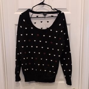 Torrid Black and White Heart Pattern Sweater